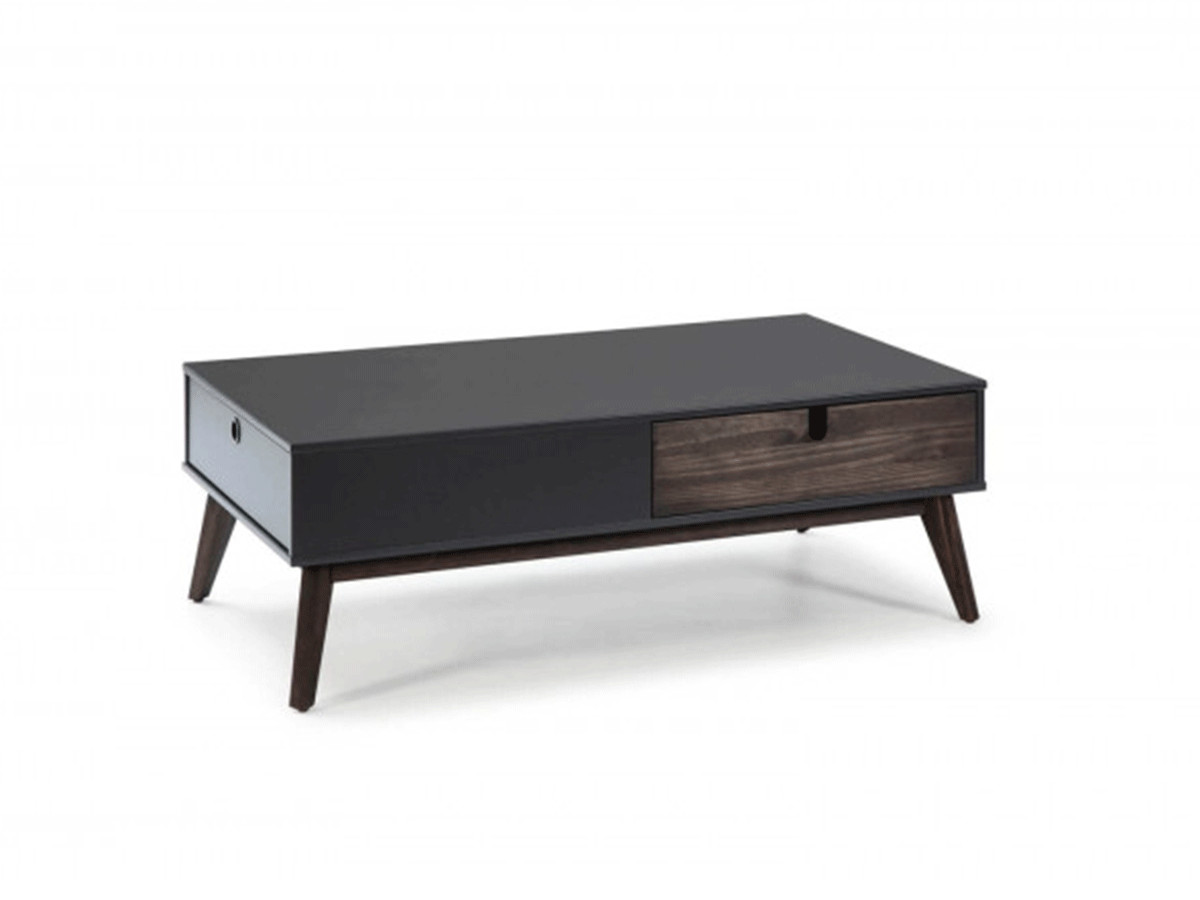 Table basse YUGO gris anthracite / bois foncé