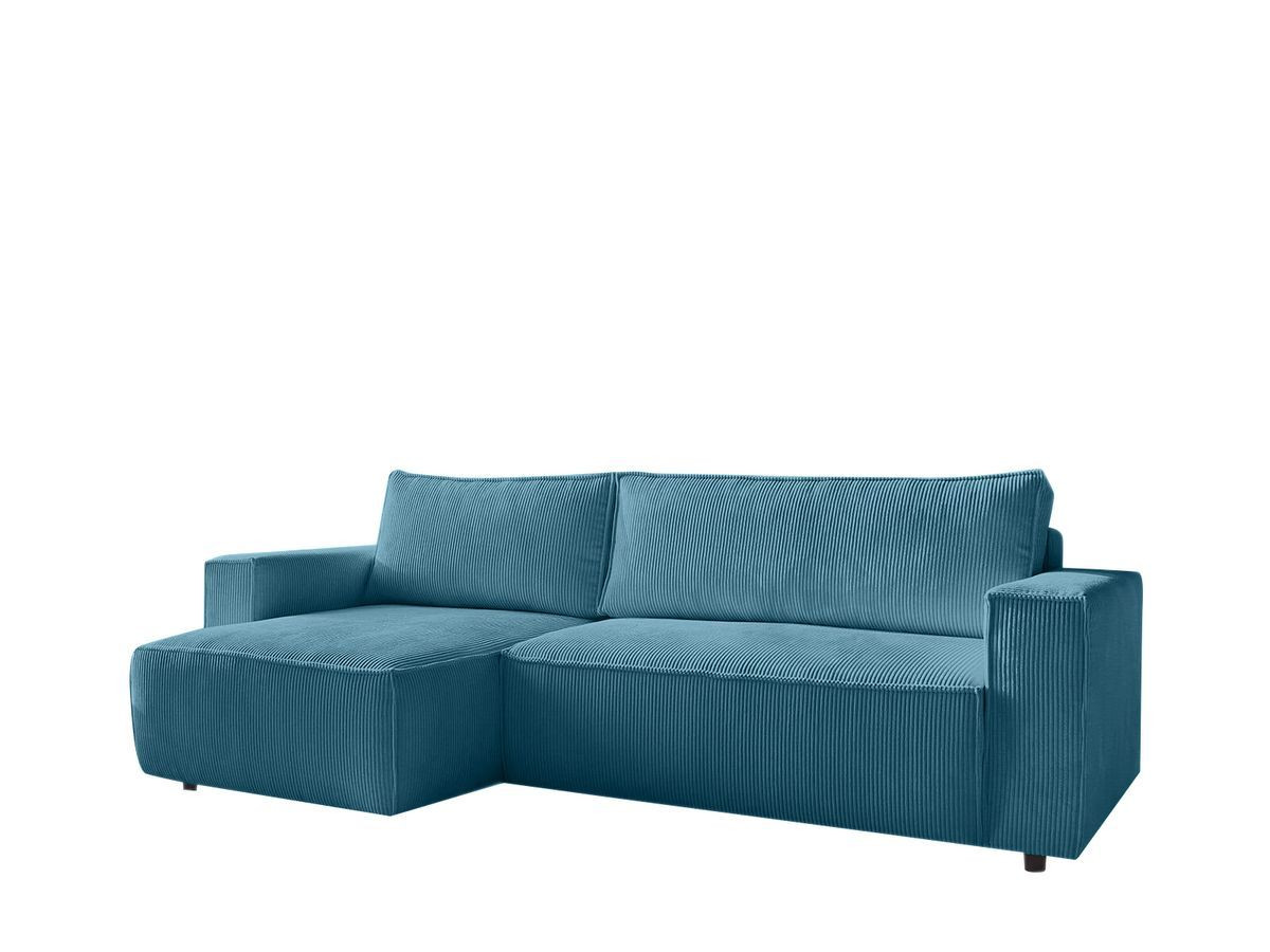 Canapé d'angle réversible convertible coffre NIHAD velours côtelé avec pouf