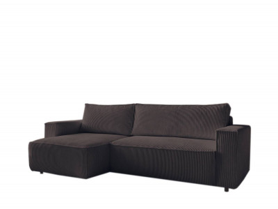 Canapé d'angle réversible convertible coffre NIHAD velours côtelé avec pouf