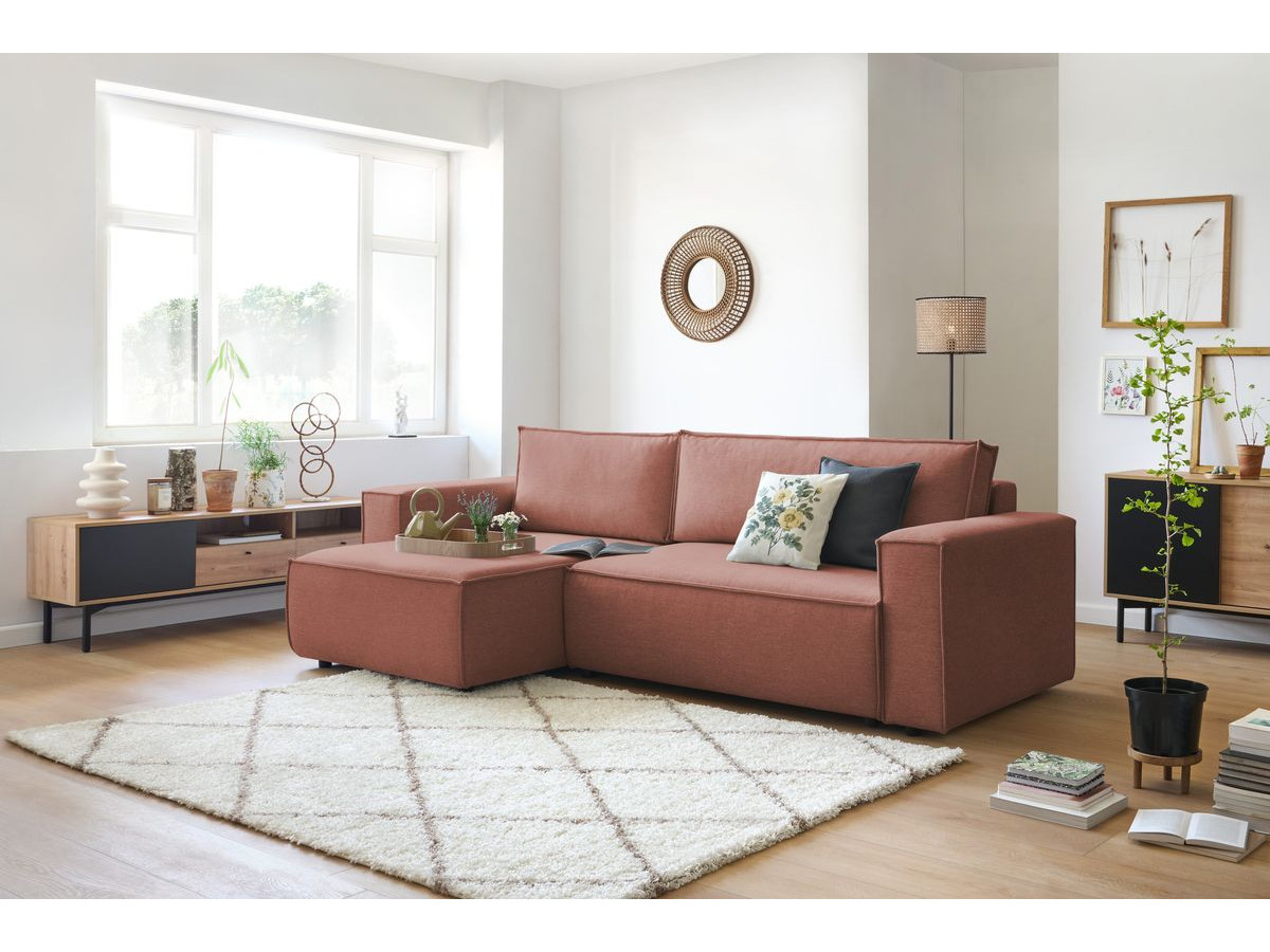 Canapé d'angle réversible convertible coffre NIHAD tissu