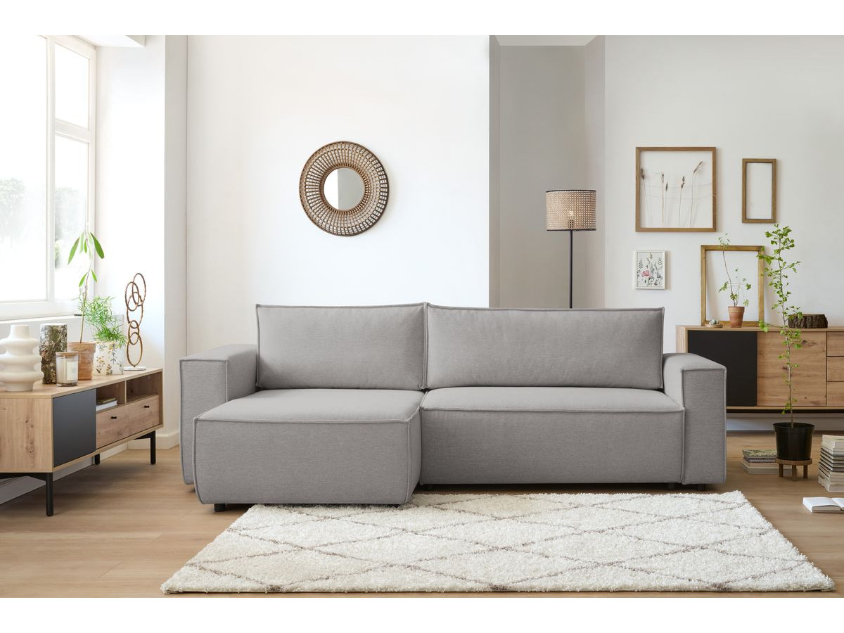 Canapé d'angle réversible convertible coffre NIHAD tissu