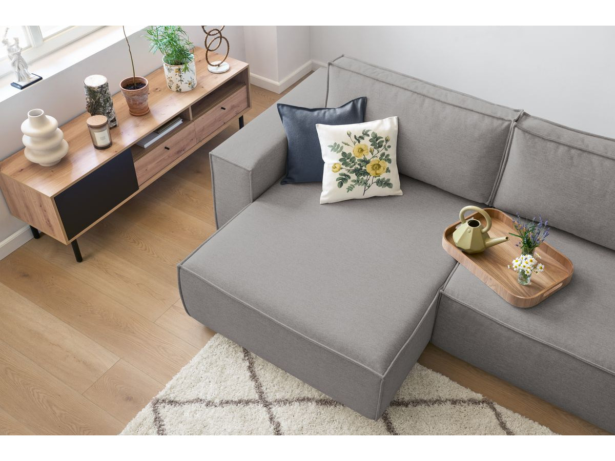 Canapé d'angle réversible convertible coffre NIHAD tissu