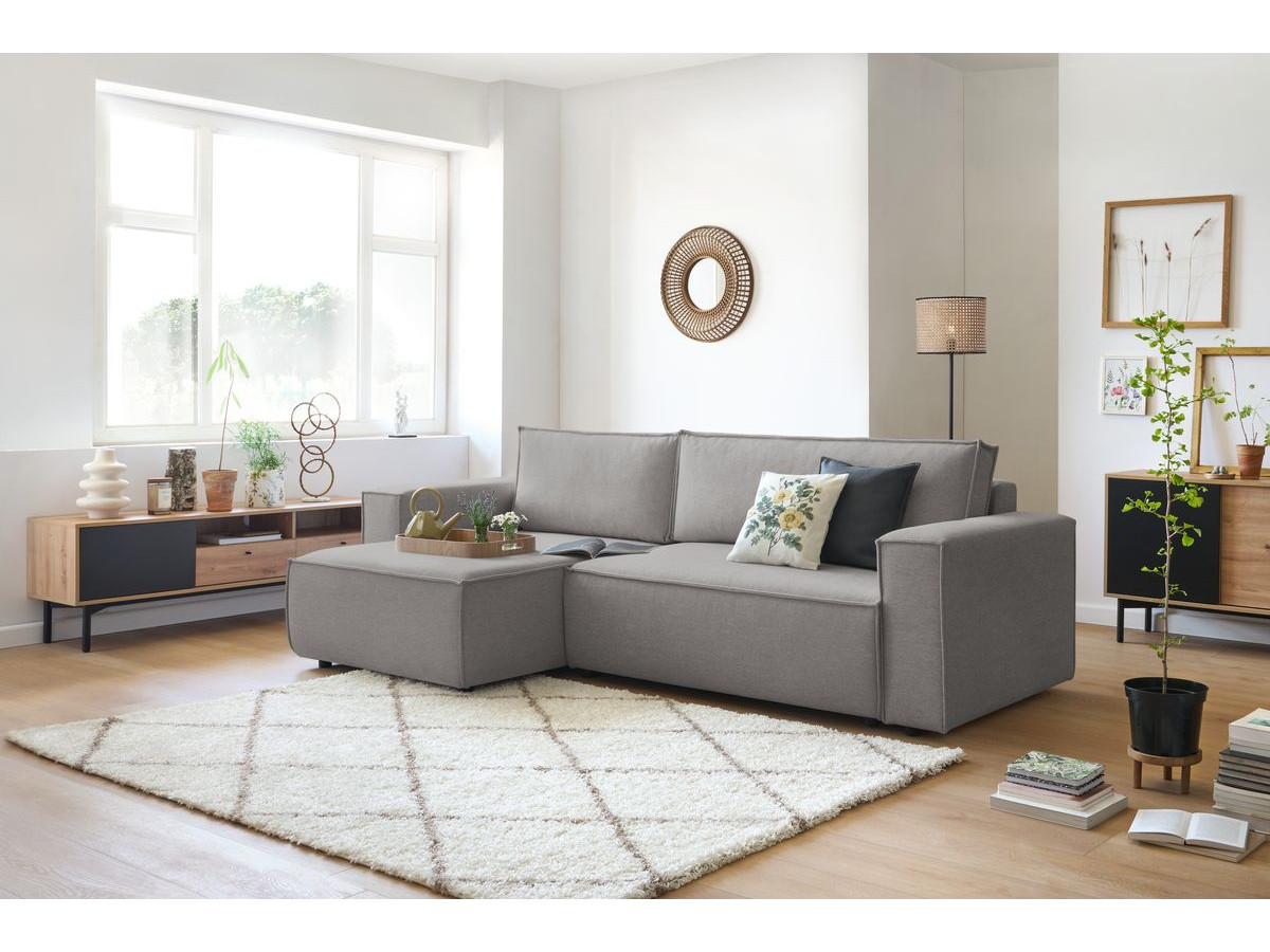 Canapé d'angle réversible convertible coffre NIHAD tissu