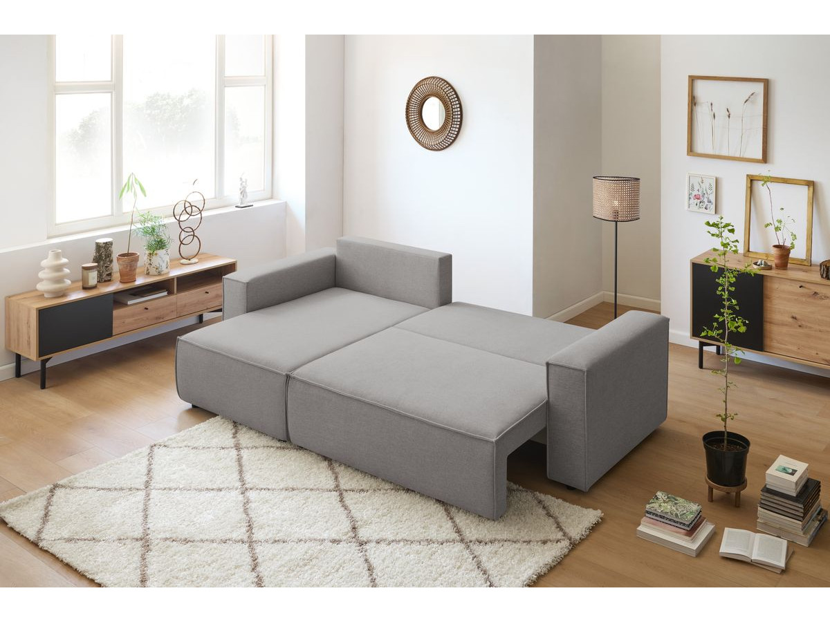 Canapé d'angle réversible convertible coffre NIHAD tissu