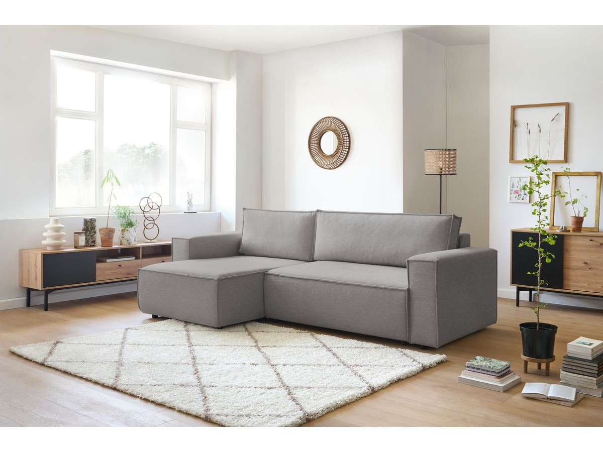 Canapé d'angle réversible convertible coffre NIHAD tissu