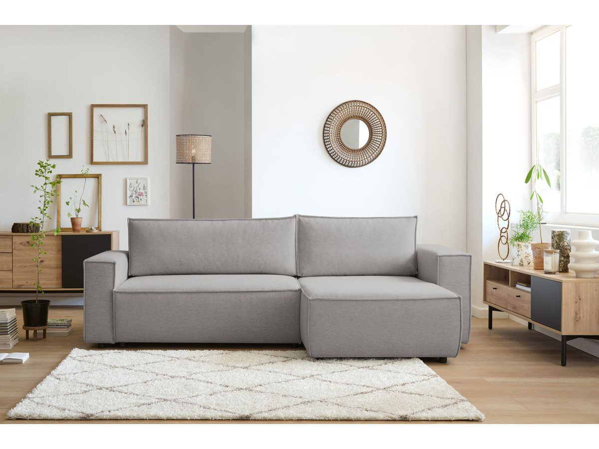 Canapé d'angle réversible convertible coffre NIHAD tissu