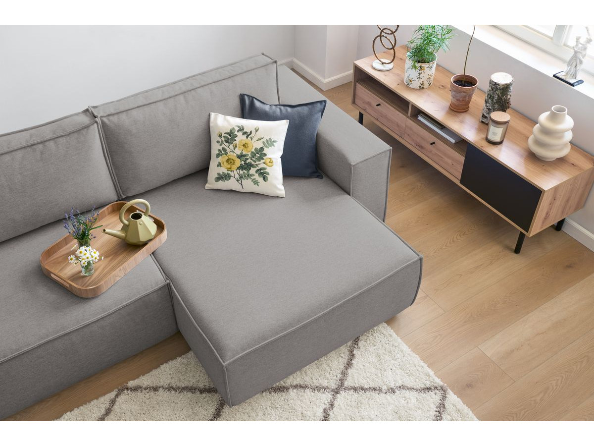 Canapé d'angle réversible convertible coffre NIHAD tissu