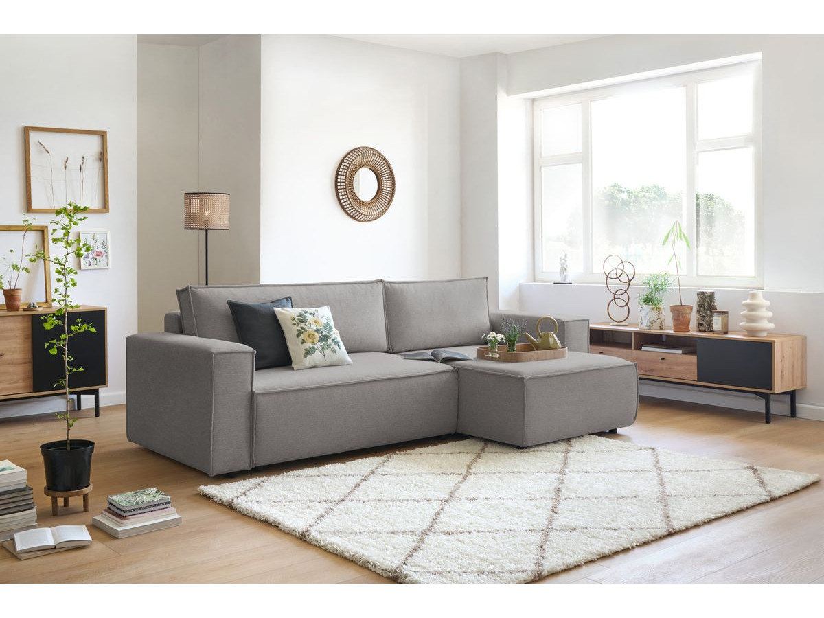Canapé d'angle réversible convertible coffre NIHAD tissu