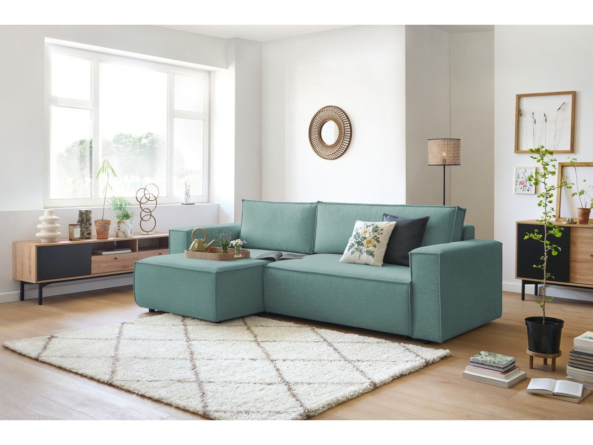 Canapé d'angle réversible convertible coffre NIHAD tissu