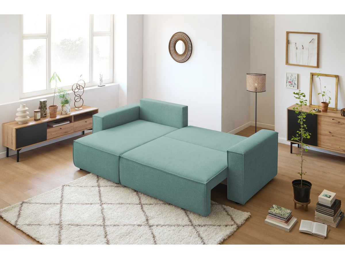 Canapé d'angle réversible convertible coffre NIHAD tissu