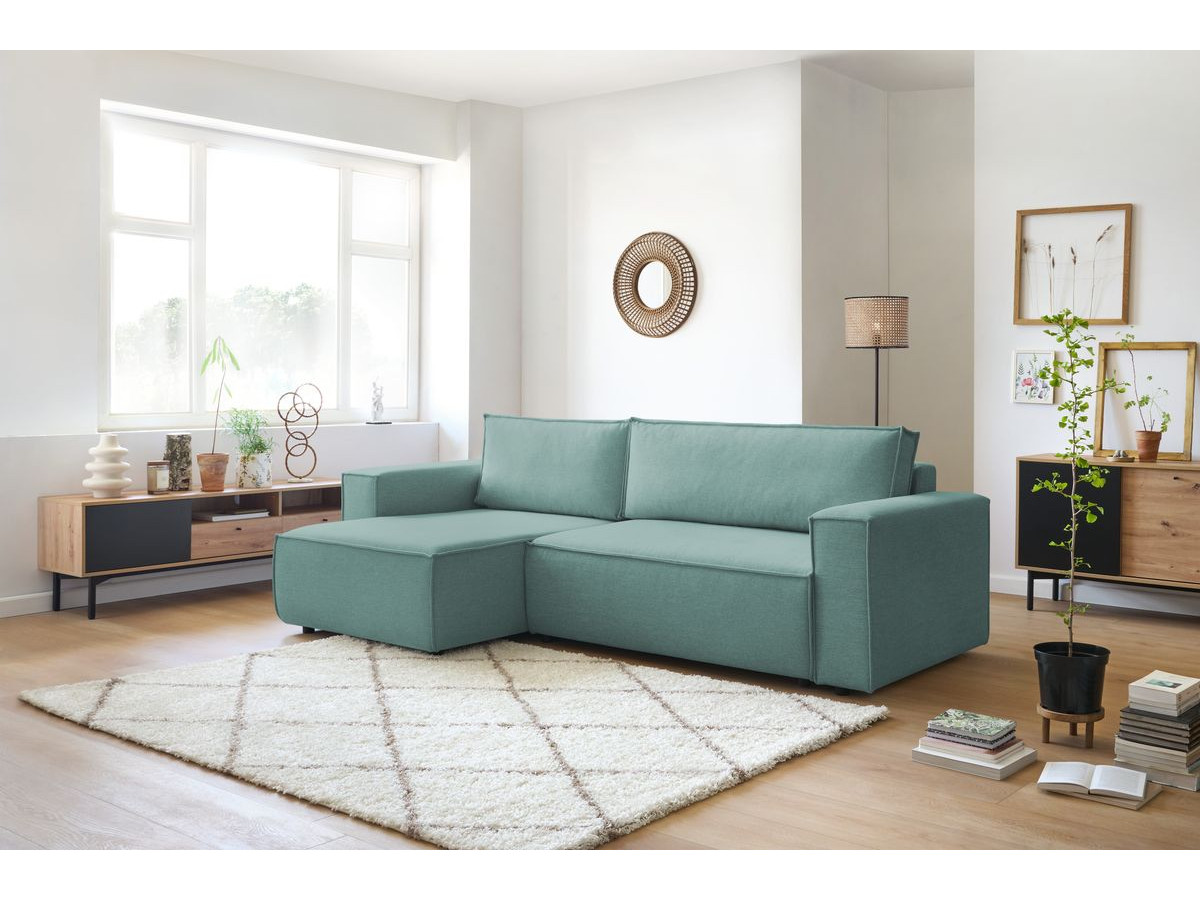 Canapé d'angle réversible convertible coffre NIHAD tissu