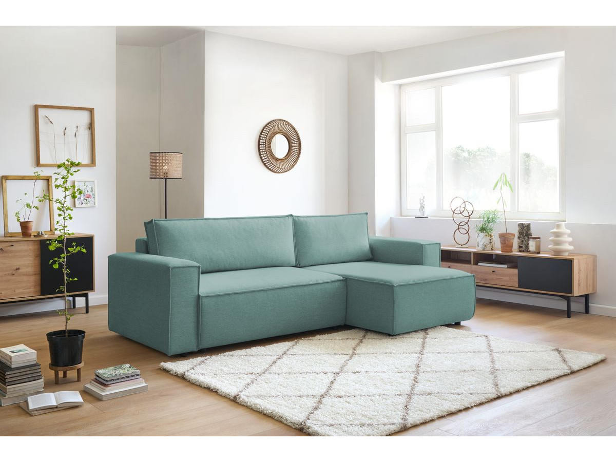 Canapé d'angle réversible convertible coffre NIHAD tissu