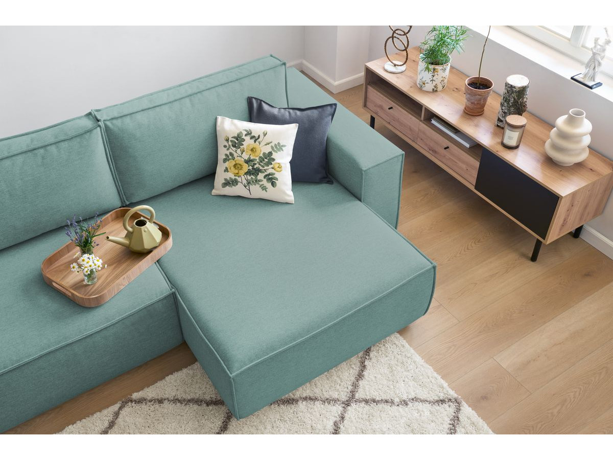 Canapé d'angle réversible convertible coffre NIHAD tissu