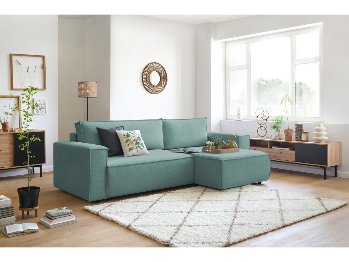 Canapé d'angle réversible convertible coffre NIHAD tissu