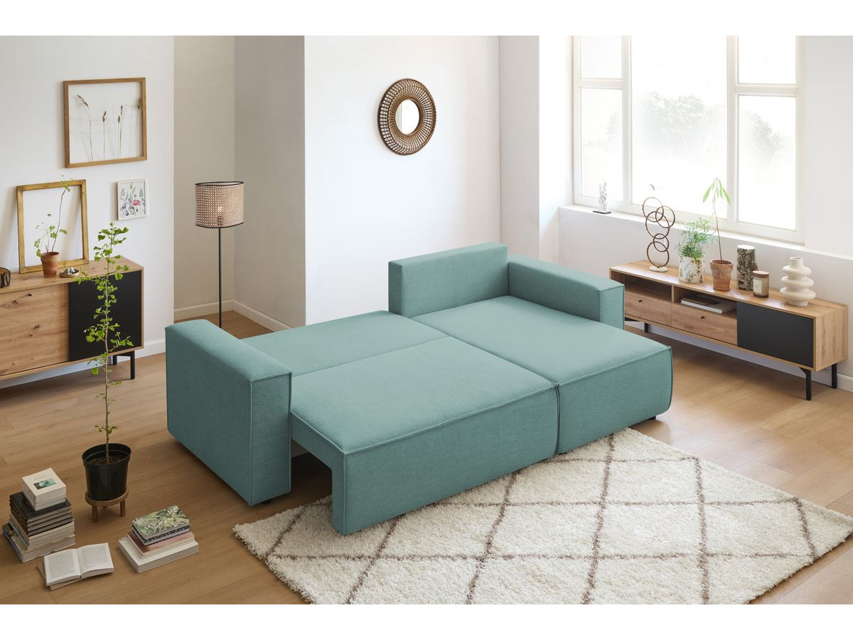 Canapé d'angle réversible convertible coffre NIHAD tissu