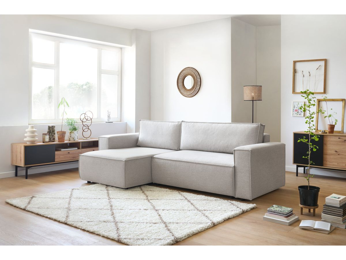 Canapé d'angle réversible convertible coffre NIHAD tissu