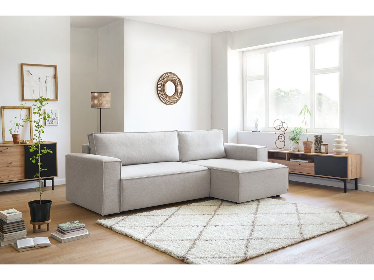 Canapé d'angle réversible convertible coffre NIHAD tissu