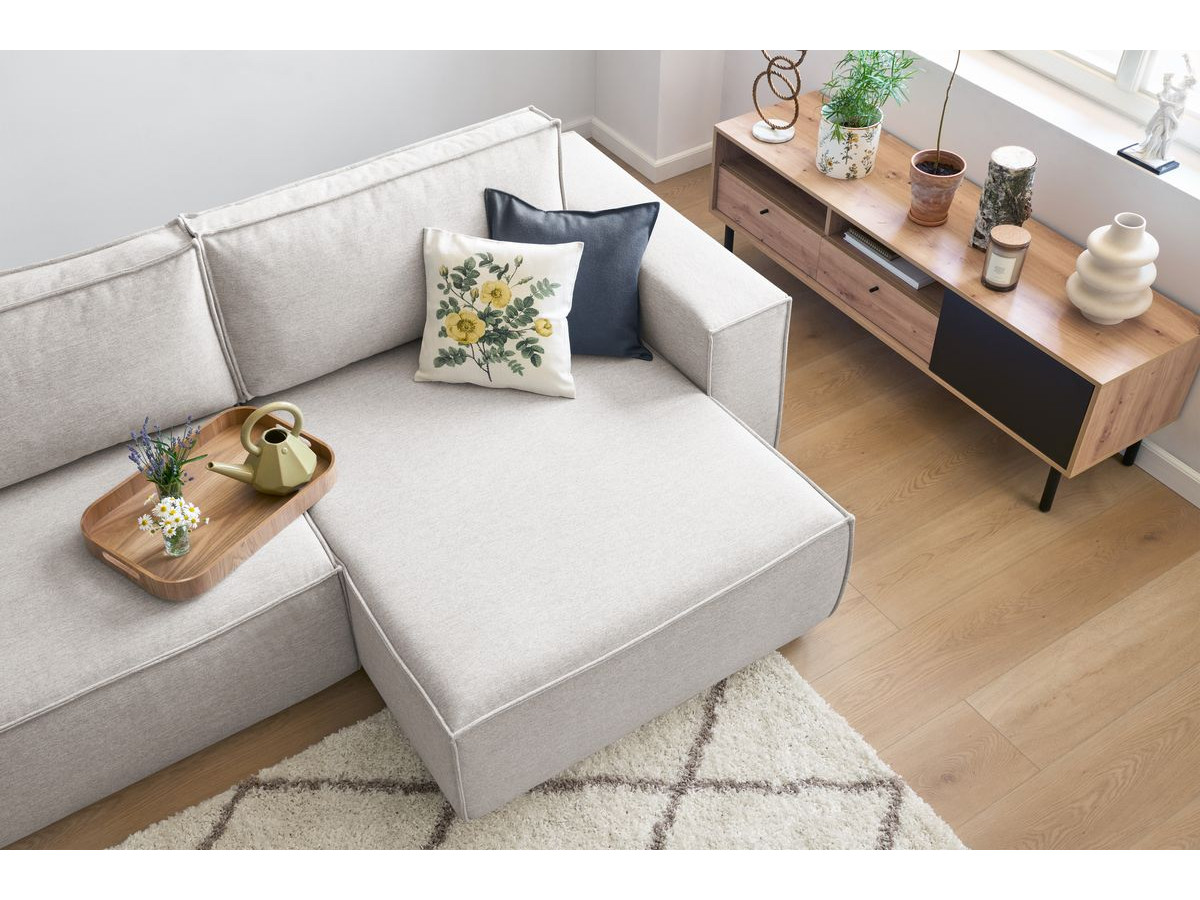 Canapé d'angle réversible convertible coffre NIHAD tissu