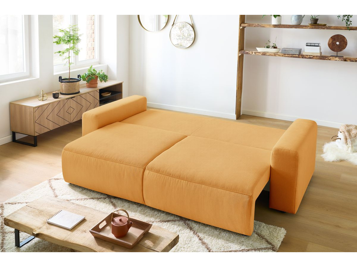 Canapé droit convertible coffre ENVY velours côtelé