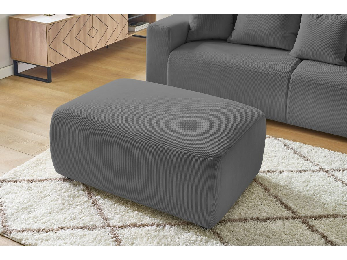 Canapé droit convertible coffre ENVY velours côtelé avec pouf