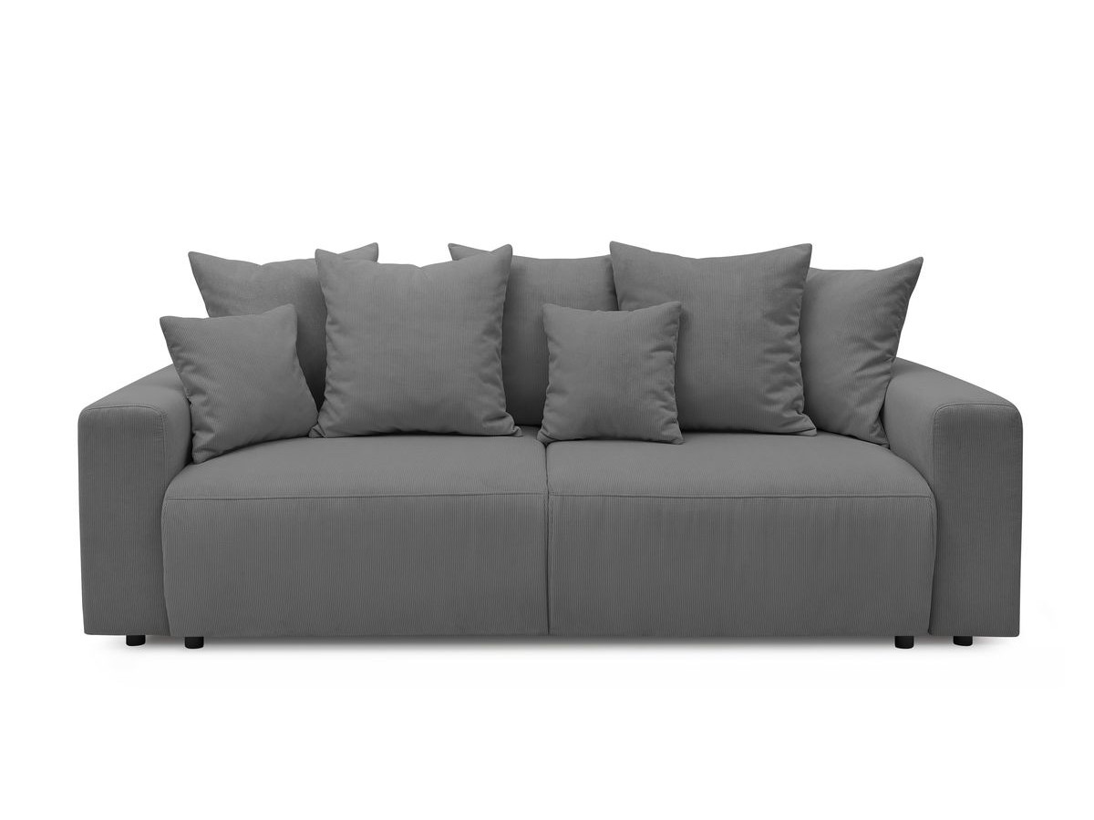 Canapé droit convertible coffre ENVY velours côtelé avec pouf