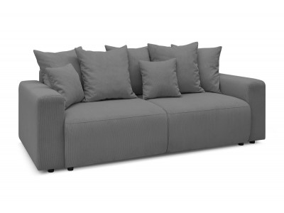Canapé droit convertible coffre ENVY velours côtelé avec pouf