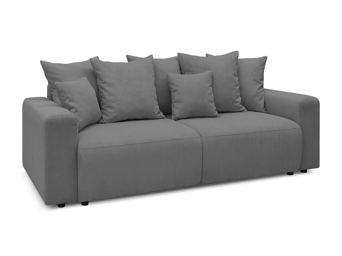 Canapé droit convertible coffre ENVY velours côtelé avec pouf