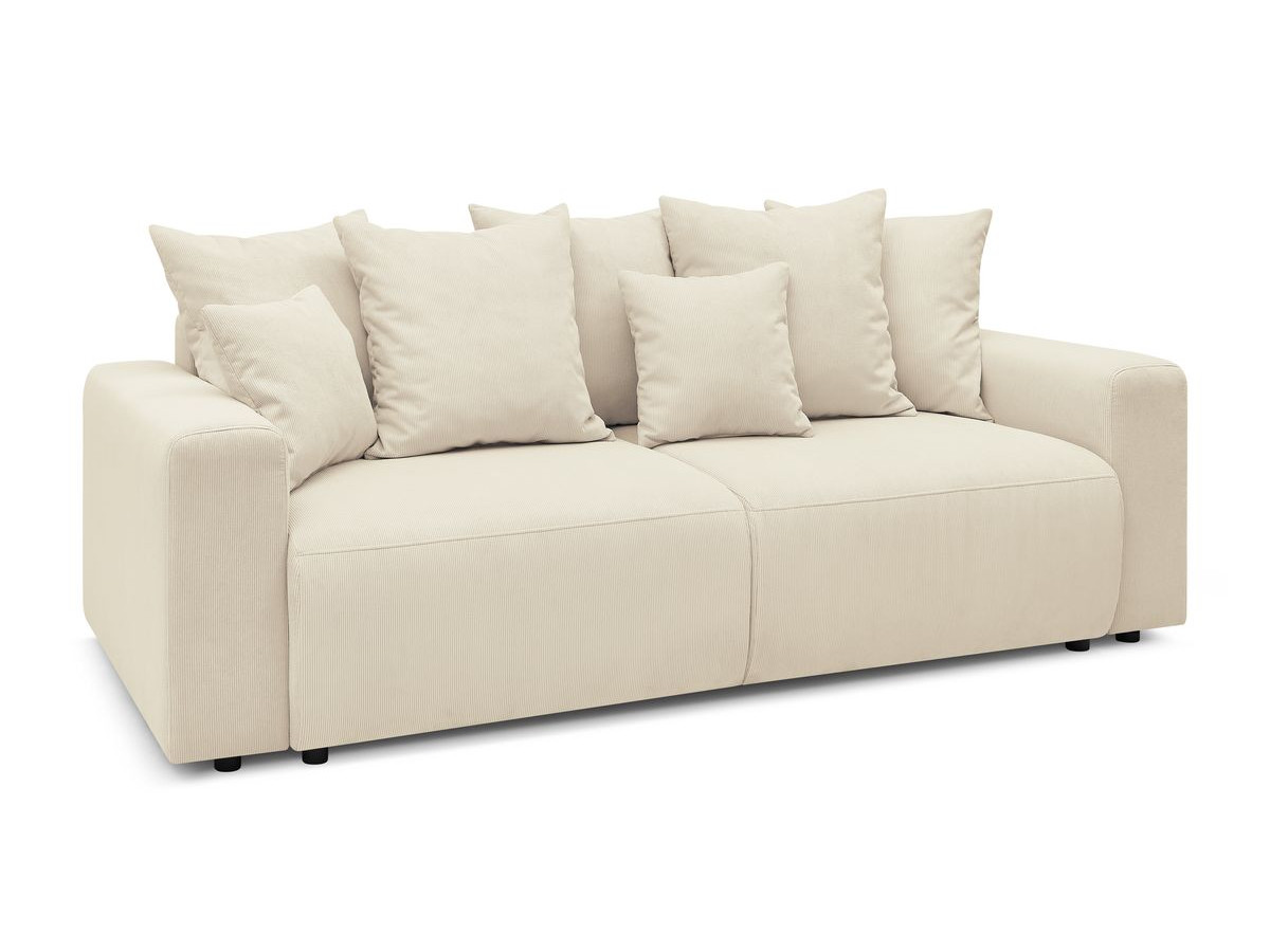 Canapé droit convertible coffre ENVY velours côtelé avec pouf