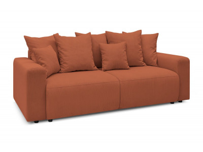 Canapé droit convertible coffre ENVY velours côtelé avec pouf