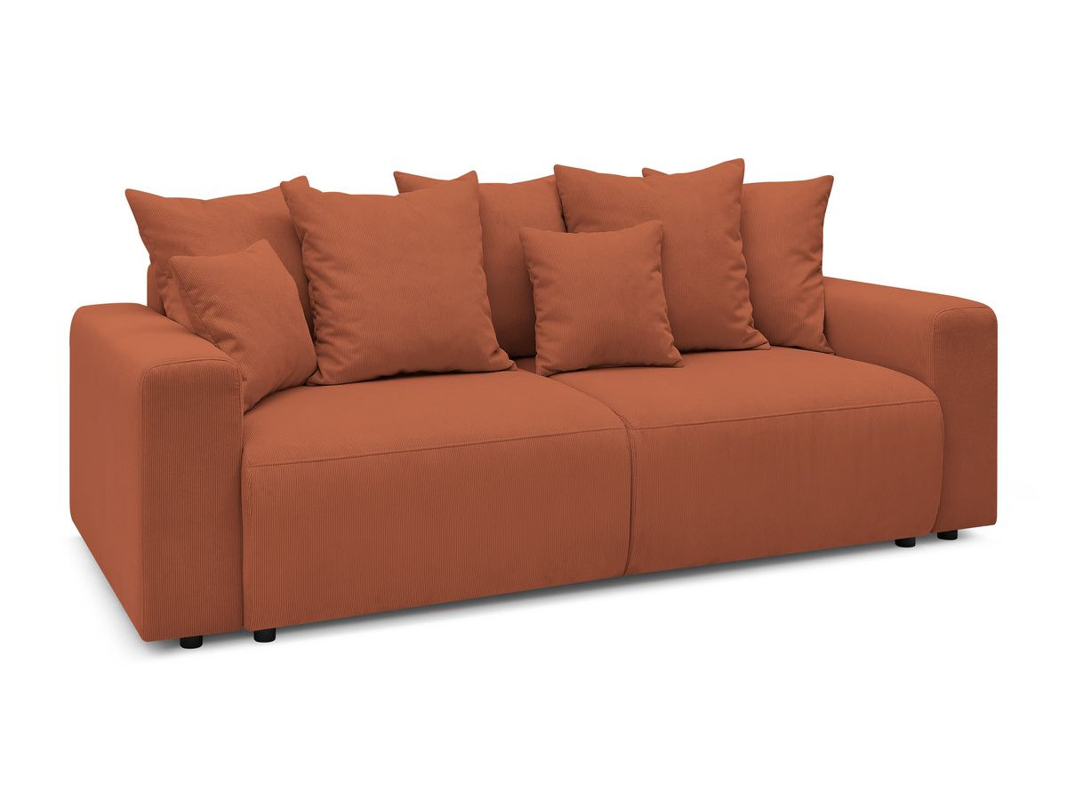 Canapé droit convertible coffre ENVY velours côtelé avec pouf