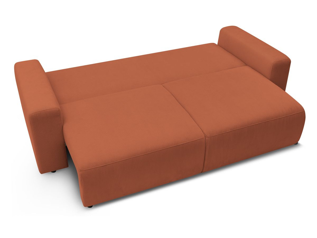 Canapé droit convertible coffre ENVY velours côtelé avec pouf
