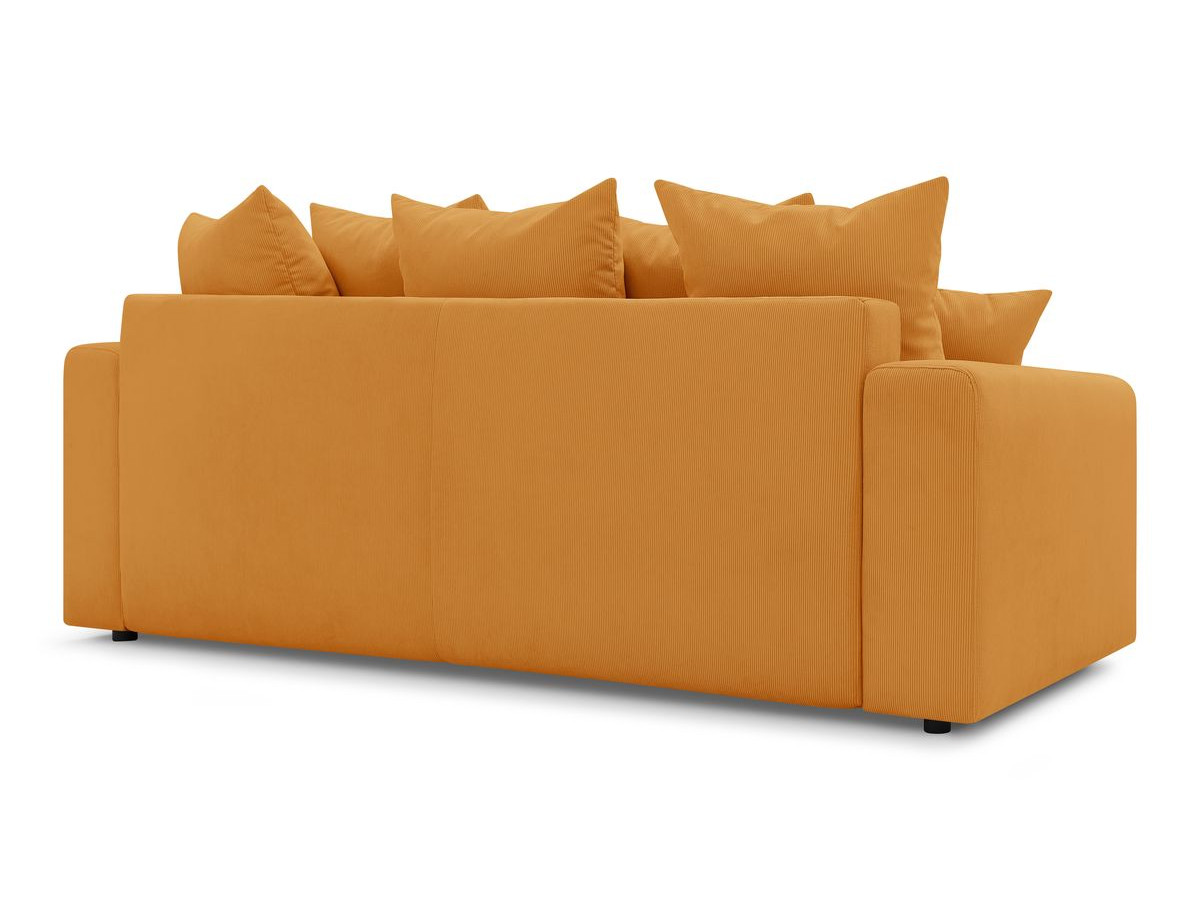 Canapé droit convertible coffre ENVY velours côtelé avec pouf
