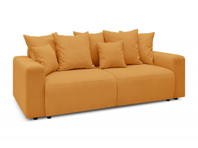 Canapé droit convertible coffre ENVY velours côtelé avec pouf