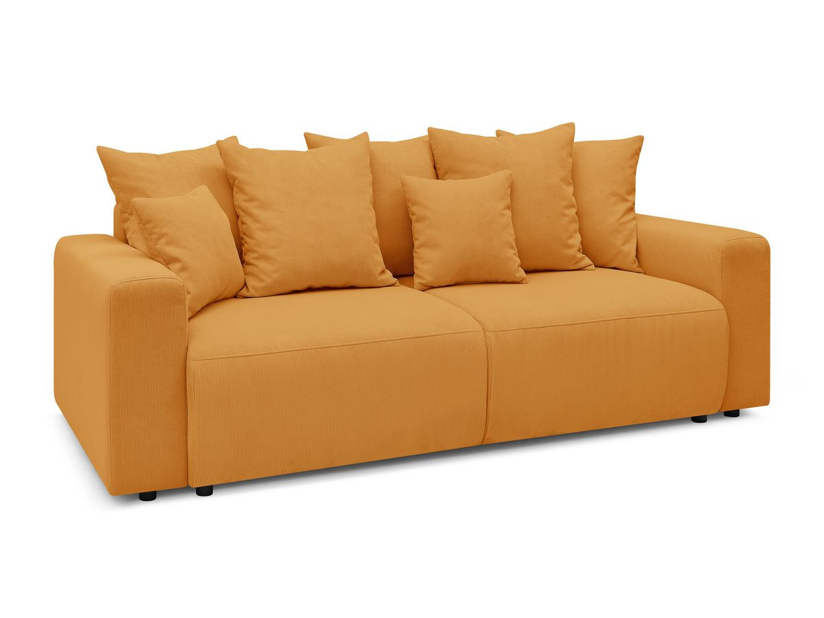 Canapé droit convertible coffre ENVY velours côtelé avec pouf