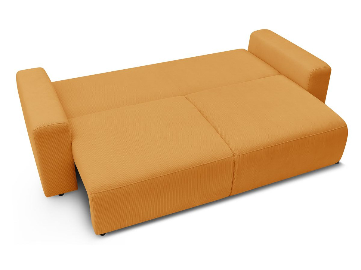 Canapé droit convertible coffre ENVY velours côtelé avec pouf