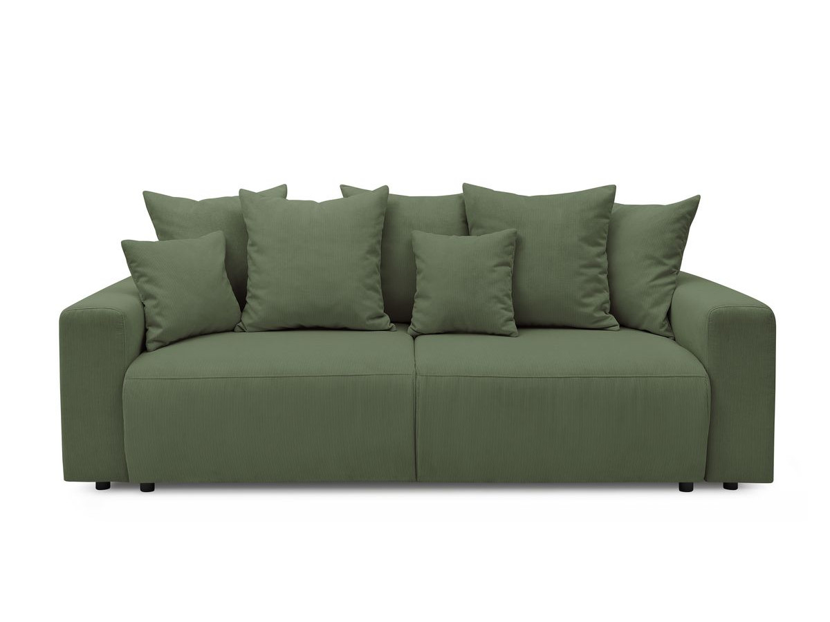 Canapé droit convertible coffre ENVY velours côtelé avec pouf