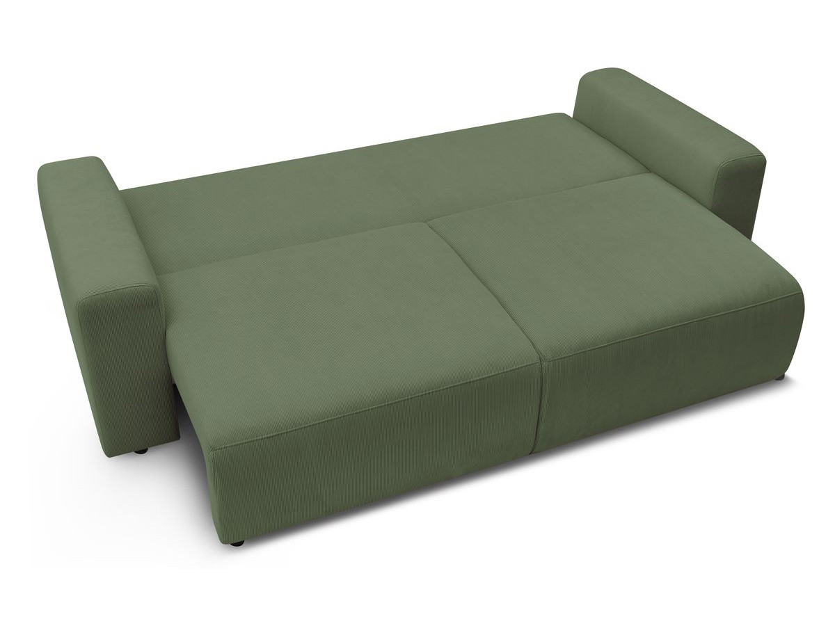 Canapé droit convertible coffre ENVY velours côtelé avec pouf