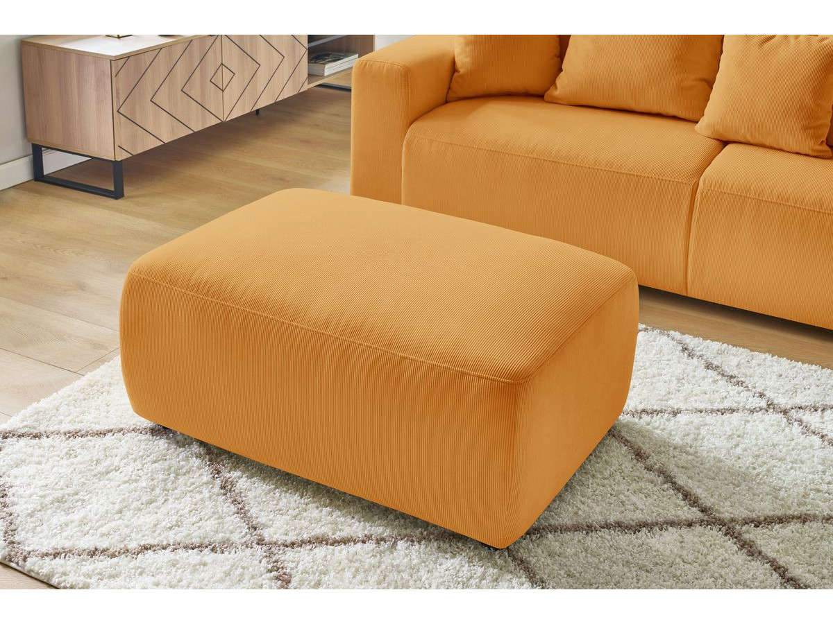 Canapé d'angle fixe EVEREST tissu chiné - Orange - Angle droit - 10 coussins