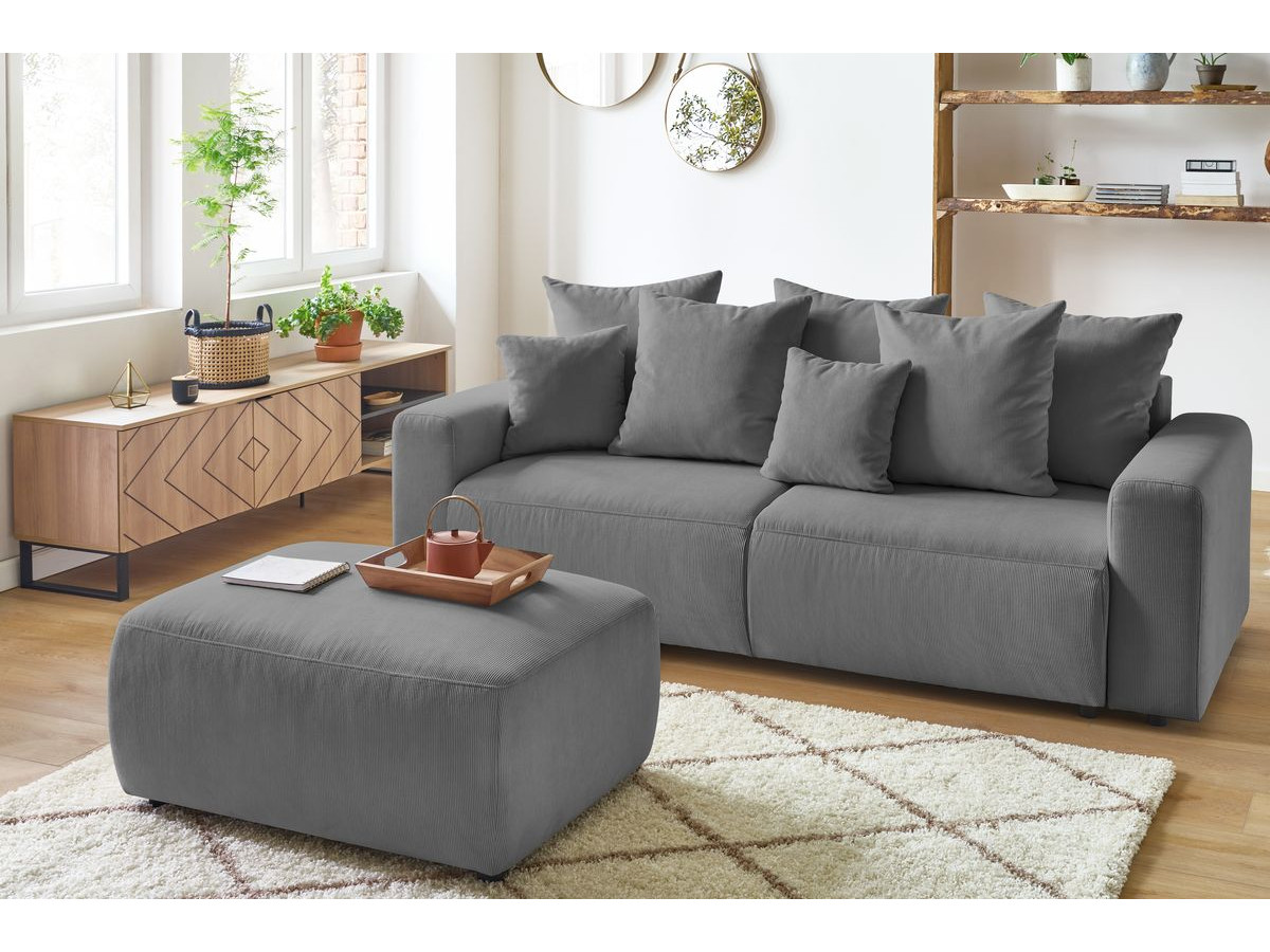 Pouf ENVY velours côtelé gris foncé