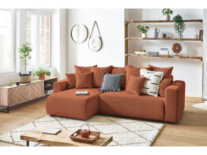 Canapé d'angle réversible convertible coffre ENVY velours côtelé