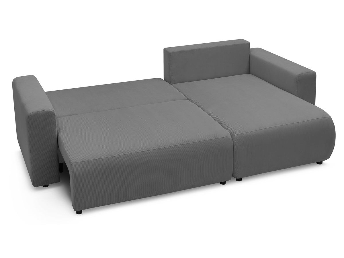 Canapé d'angle réversible convertible coffre ENVY velours côtelé avec pouf
