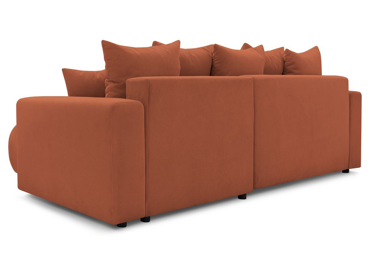 Canapé d'angle fixe EVEREST tissu chiné - Orange - Angle droit - 10 coussins