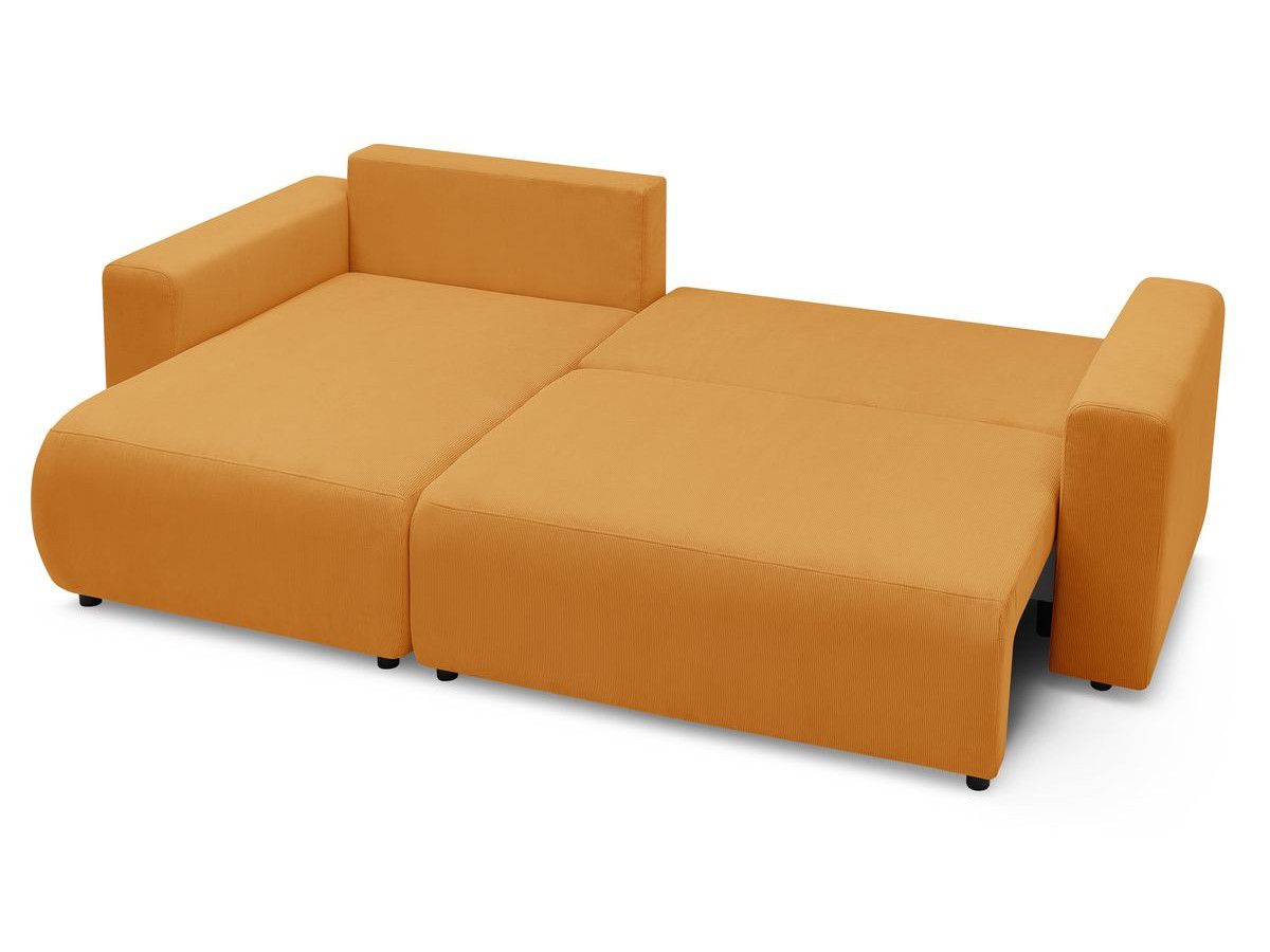 Canapé d'angle fixe EVEREST tissu chiné - Orange - Angle droit - 10 coussins
