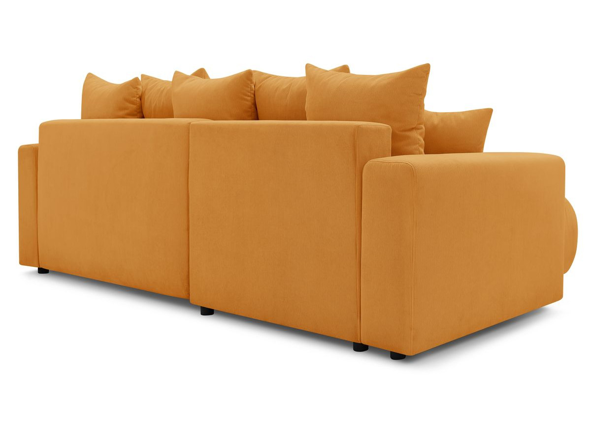 Canapé d'angle fixe EVEREST tissu chiné - Orange - Angle droit - 10 coussins