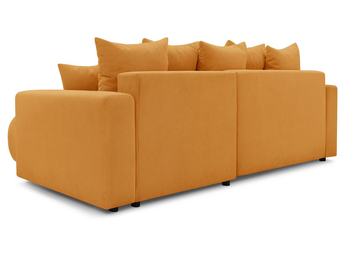 Canapé d'angle fixe EVEREST tissu chiné - Orange - Angle droit - 10 coussins