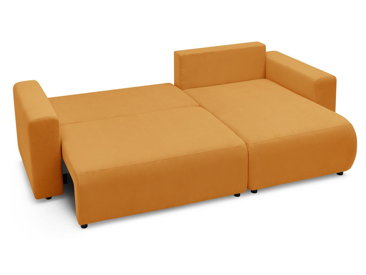 Canapé d'angle fixe EVEREST tissu chiné - Orange - Angle droit - 10 coussins
