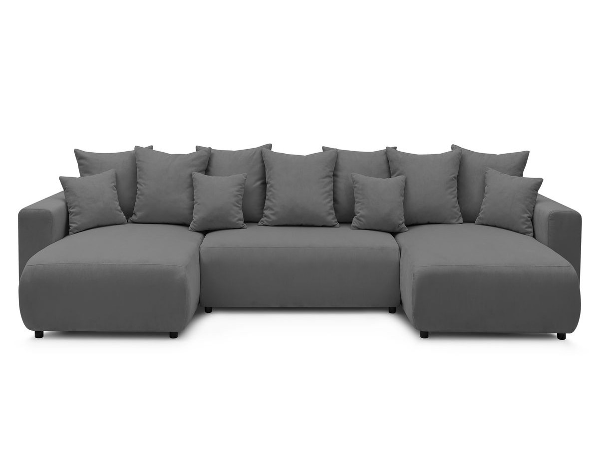 Canapé panoramique convertible coffre ENVY Velours côtelé avec pouf