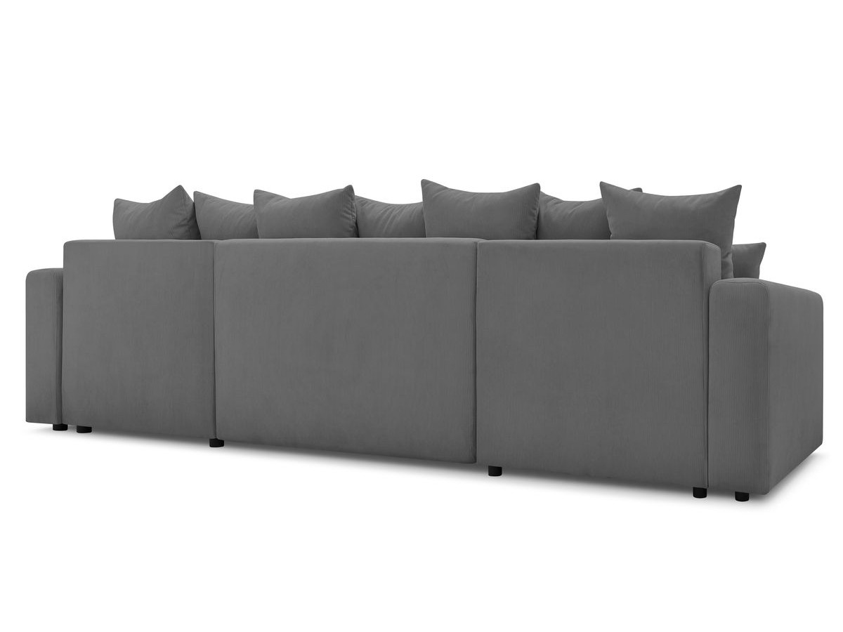 Canapé panoramique convertible coffre ENVY Velours côtelé avec pouf