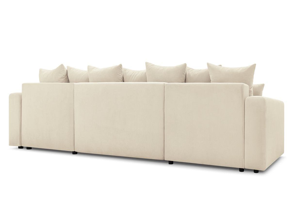 Canapé d'angle fixe EVEREST tissu chiné - Orange - Angle droit - 10 coussins
