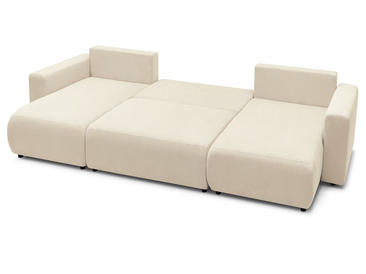 Canapé d'angle fixe EVEREST tissu chiné - Orange - Angle droit - 10 coussins